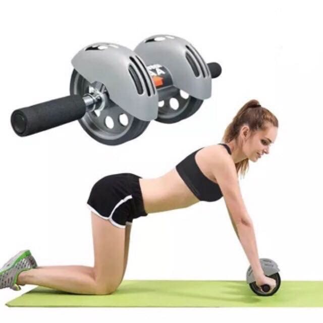 Power Stretch Roller Double Wheel With Mat For Exercise Fitness Flat ...