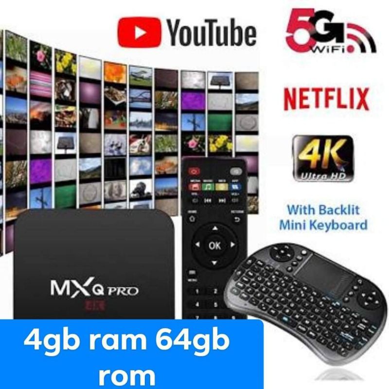 Android TV Box 4GB RAM 64GB ROM MXQ Pro 5G 4K Android 11.1 Smart TV Box ...