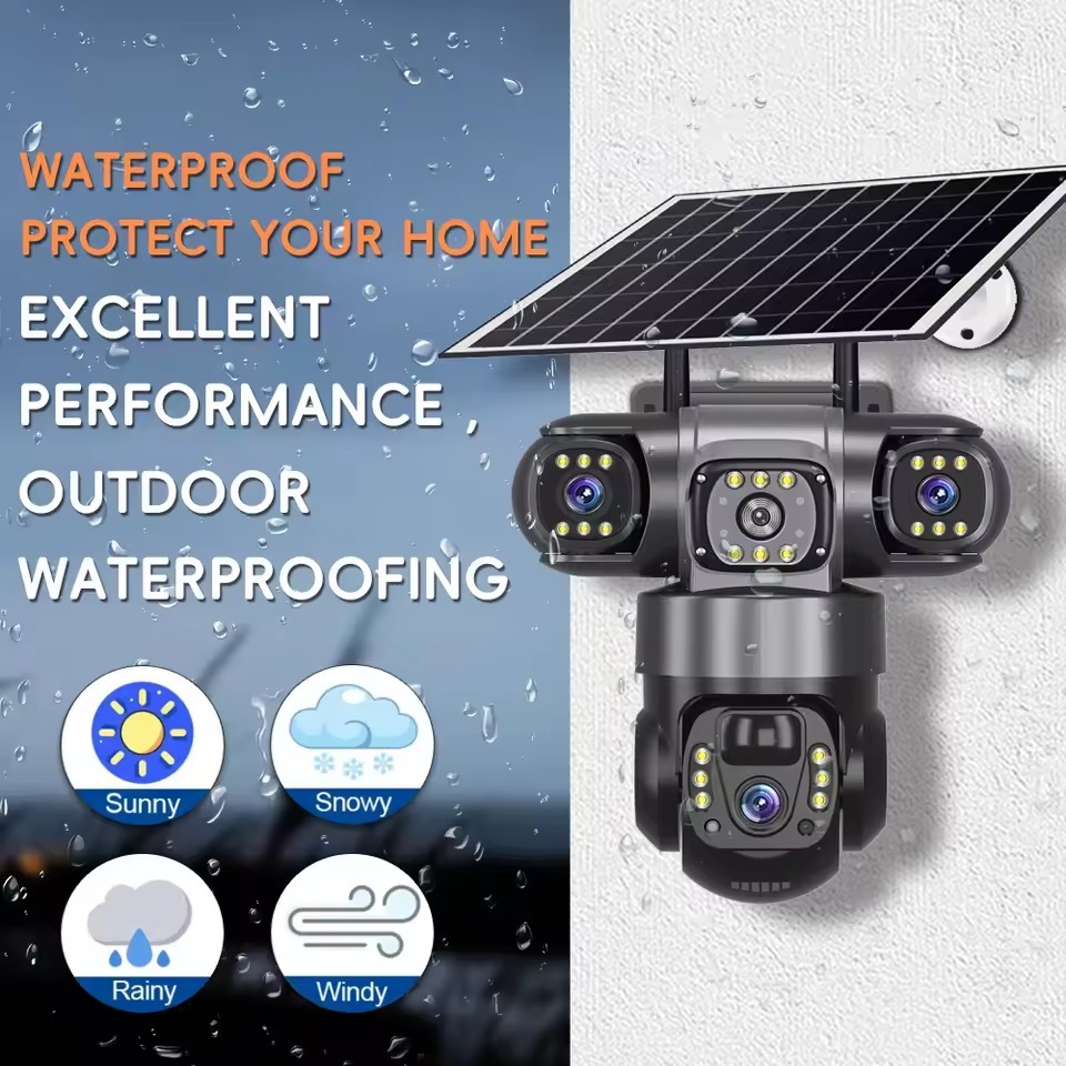 15MP 3-Lens 4G Solar Security Camera V380 PRO Outdoor PTZ CCTV